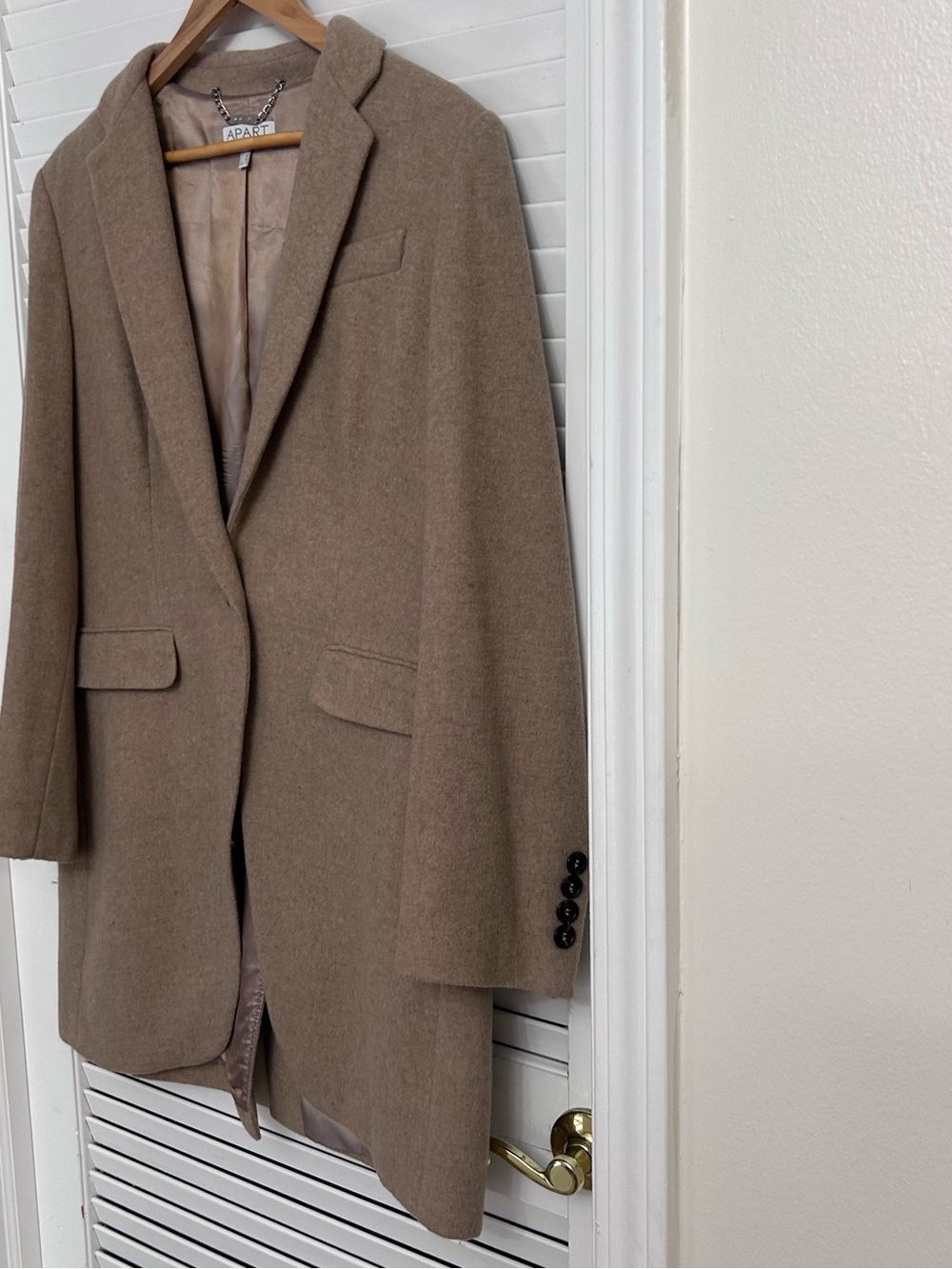 🩵MAKE OFFER🩵 APART Camel Long Wool Coat Tan Brown Winter Jacket Size 8 - Picture 3 of 7